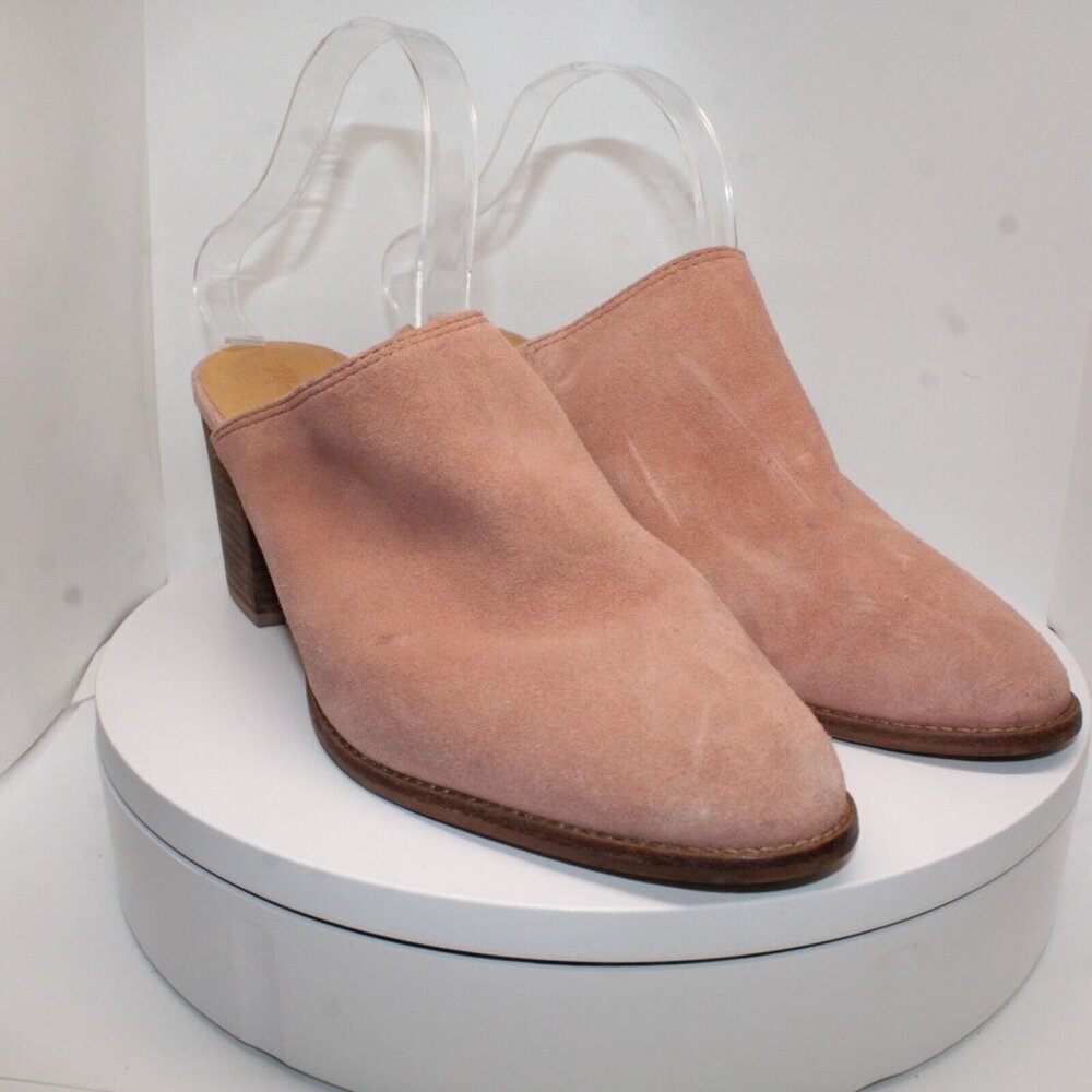 Madewell The Harper 9.5M Pink Closed Toe Block Heeled Suede Slide Mule k4920 - Picture 9 of 14